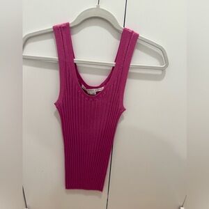 Veronica Beard Fuchsia Ribbed Tank Top